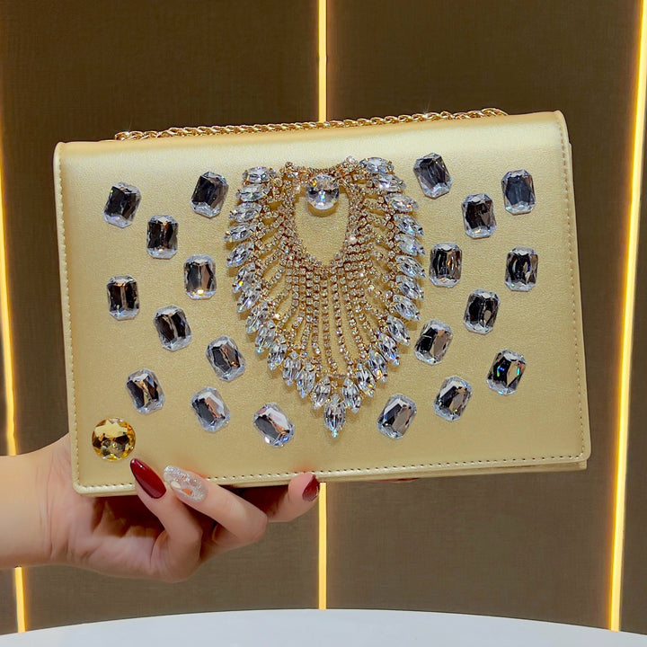 Decorative Crystal-Embellished Evening Clutch