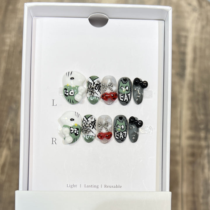 Decorative Floral Stiletto Press-On Nail Set Kalsten