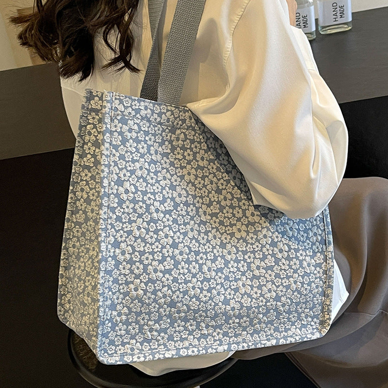 Floral Print Canvas Tote Bag