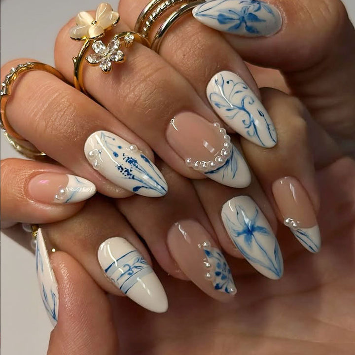 Elegant Floral Stiletto Nail Art
