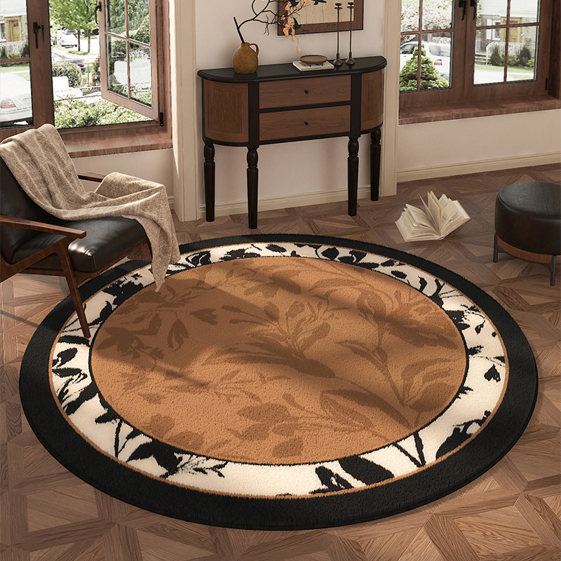 Round Floral Design Area Rug