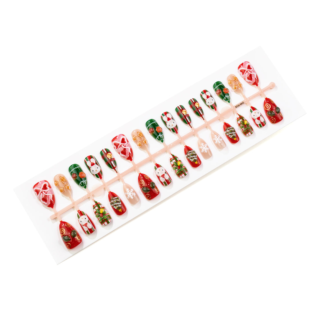 Festive Holiday-Inspired Press-On Nail Art Set Kalsten
