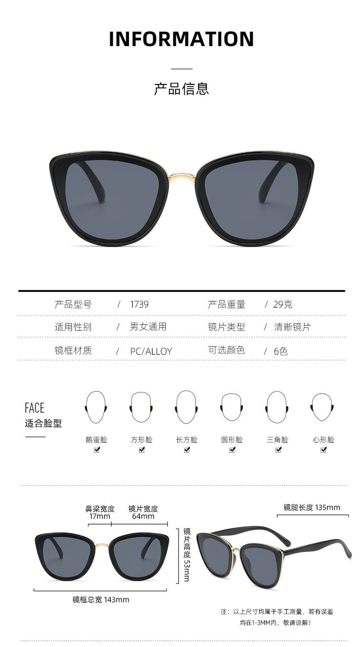 Women Cat-Eye Sunglasses with Transparent Frame and UV Protection Kalsten