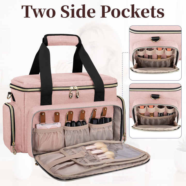 Cosmetic organizer bag with multiple compartments and transparent pockets Kalsten
