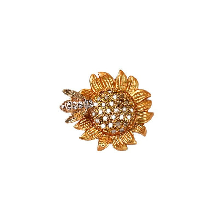 Elegant sunflower brooch with crystals Kalsten