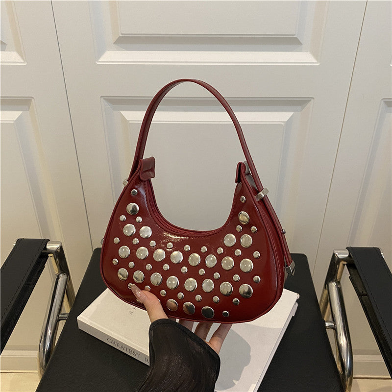 Studded Leather Hobo Bag Kalsten