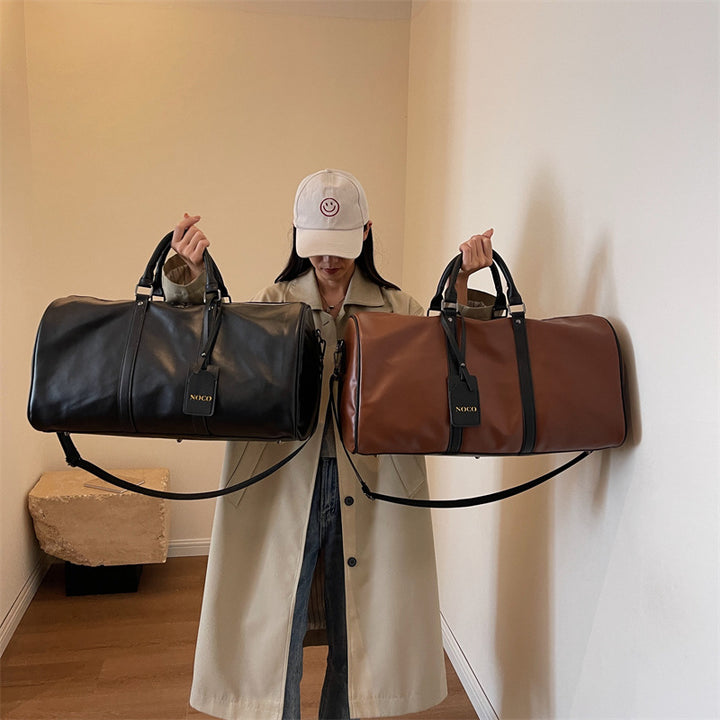 Premium Leather Weekender Duffel Bag