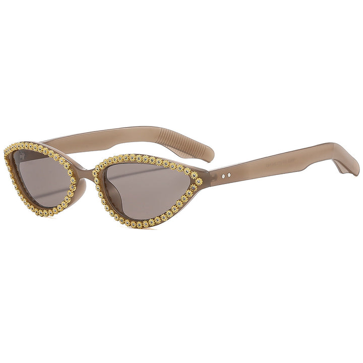 Ladies Glamorous Cat-Eye Sunglasses with Sparkling Flower Accents Kalsten