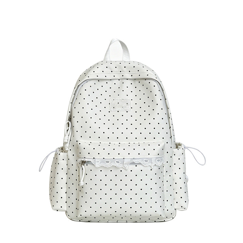 Stylish Polka Dot Backpack with Decorative Accents Kalsten