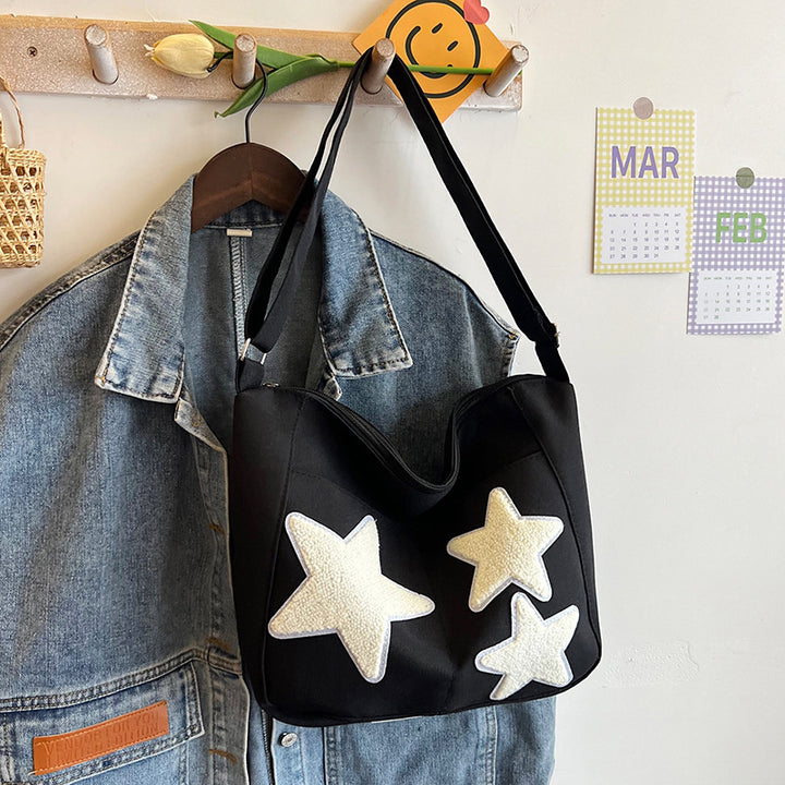 Casual Star-Embellished Shoulder Bag