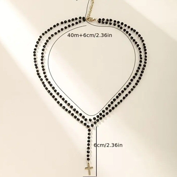 Layered Beaded Cross Necklace Kalsten