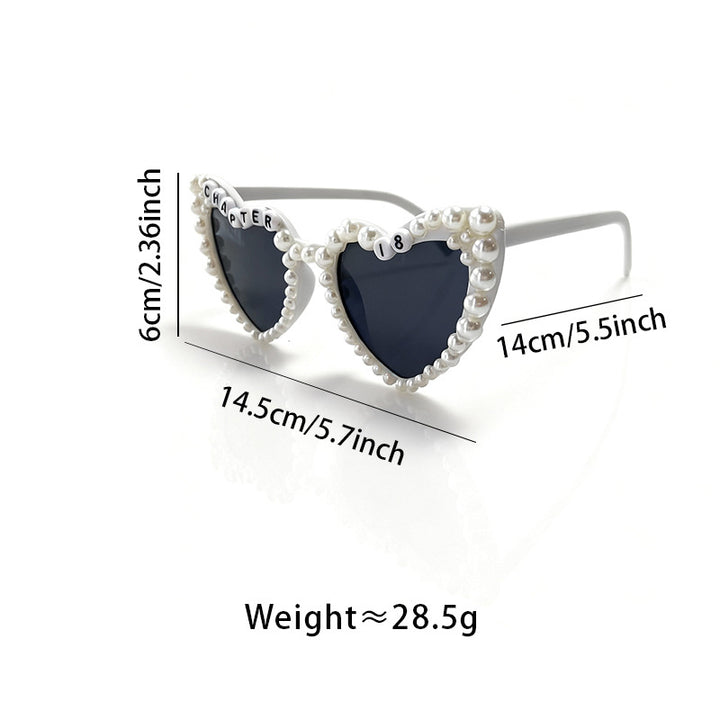Pearl-Accented Heart-Shaped Sunglasses Kalsten