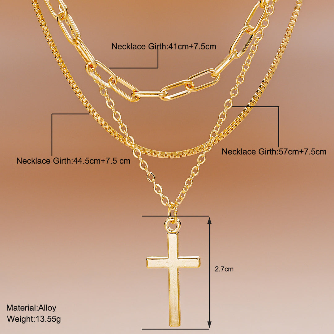 Multi-Layered Cross Pendant Necklace Kalsten
