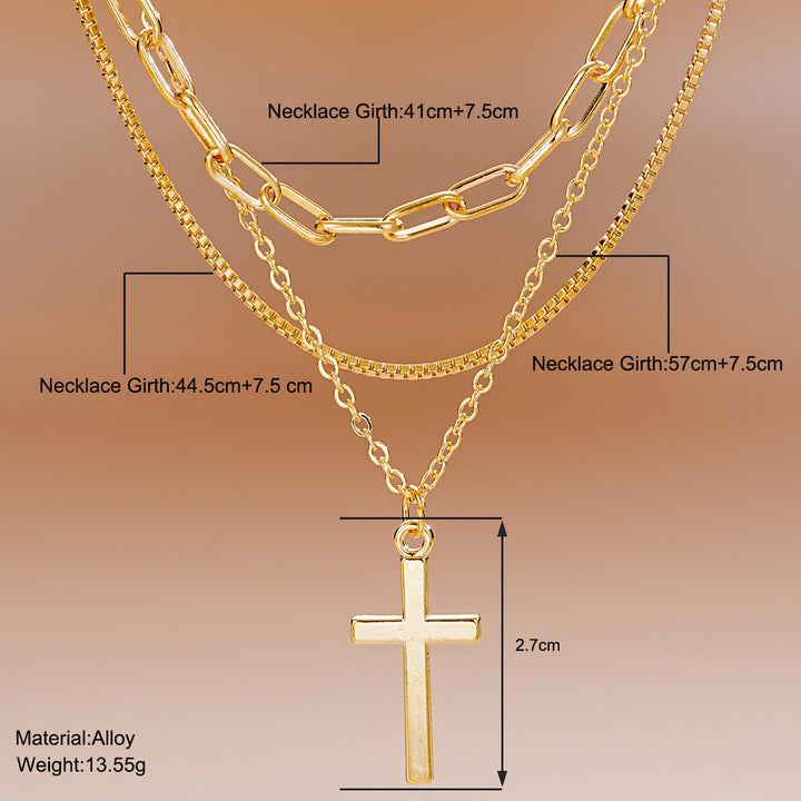 Multi-Layered Cross Pendant Necklace Kalsten