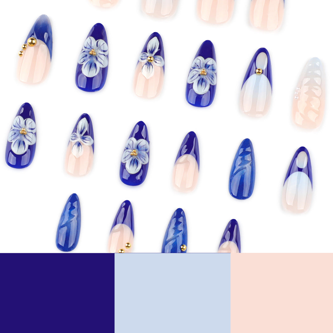 Artistic nail art with floral accents and glitter embellishments Kalsten