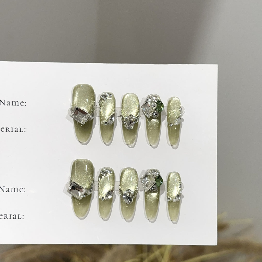 Glamorous Crystal-Accentuated Press-On Nail Set
