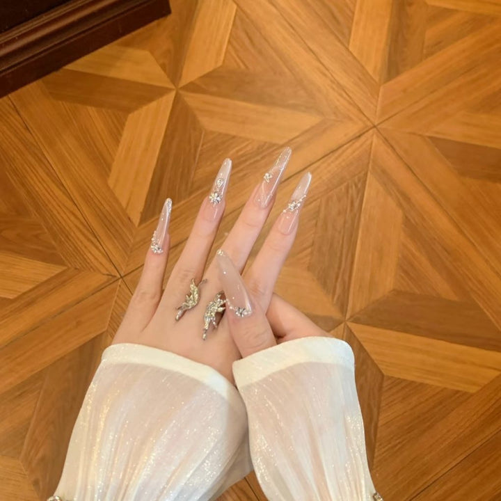 Exquisite Stiletto Nail Extensions with Crystal Accents