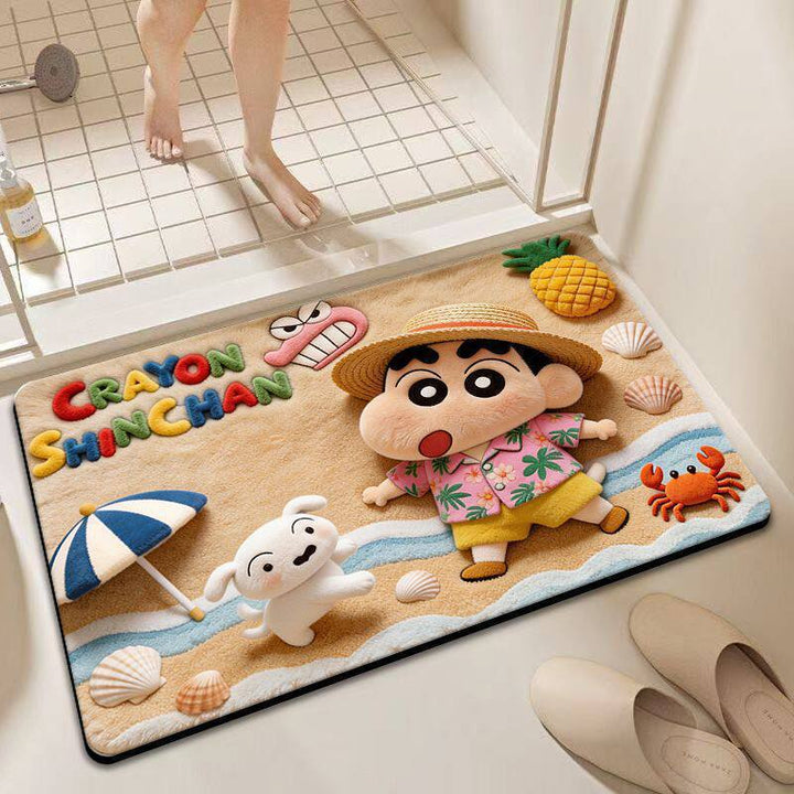 Playful cartoon-themed bath mat