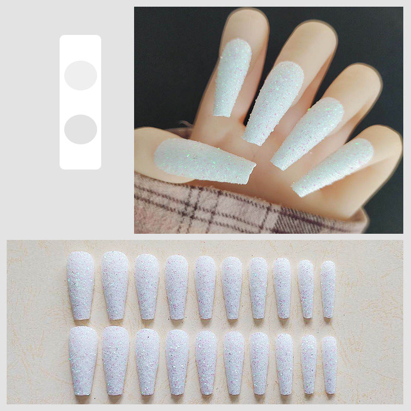 Glossy Long Coffin Press-On Nails Set