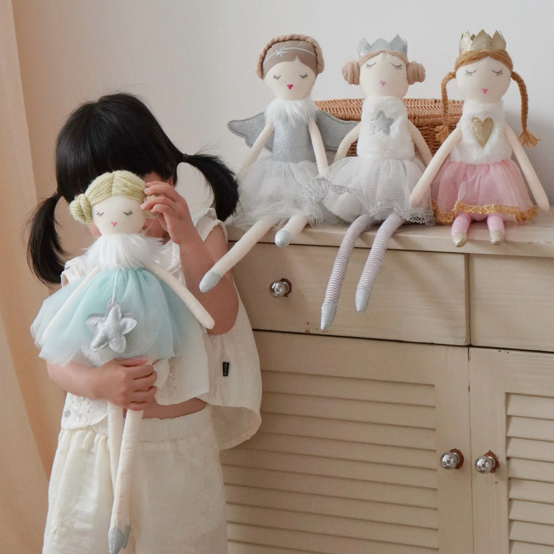 Handcrafted Plush Princess Ballerina Doll with Tulle Skirt and Embroidered Face