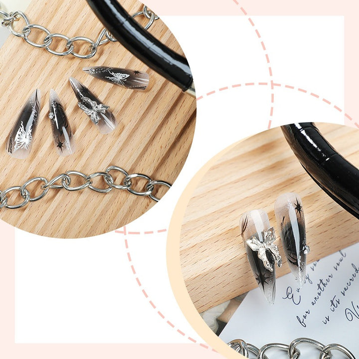 Artificial nail set with elegant, floral design and glitter details Kalsten