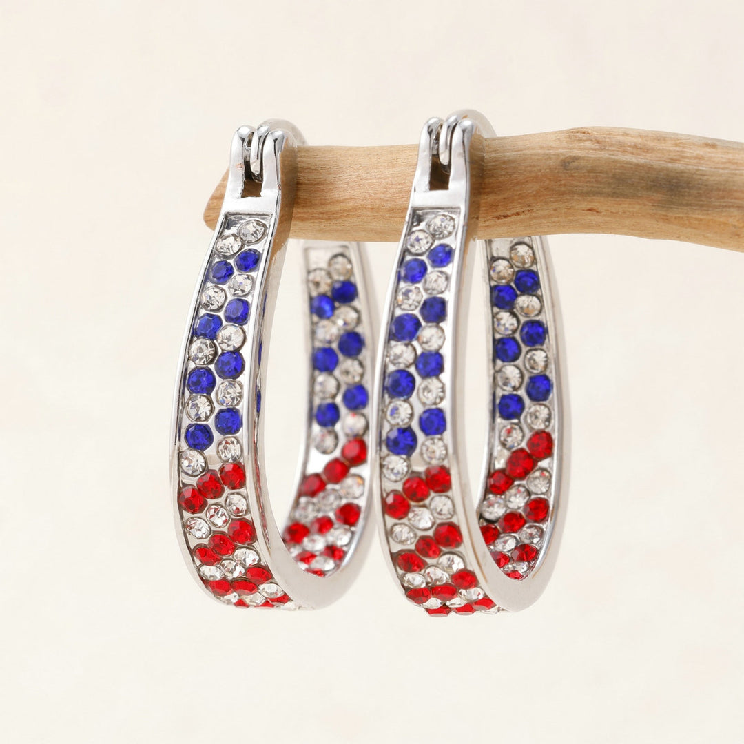 Women's Pavé Hoop Earrings with Crystal Decoration and Hinge Closure Kalsten
