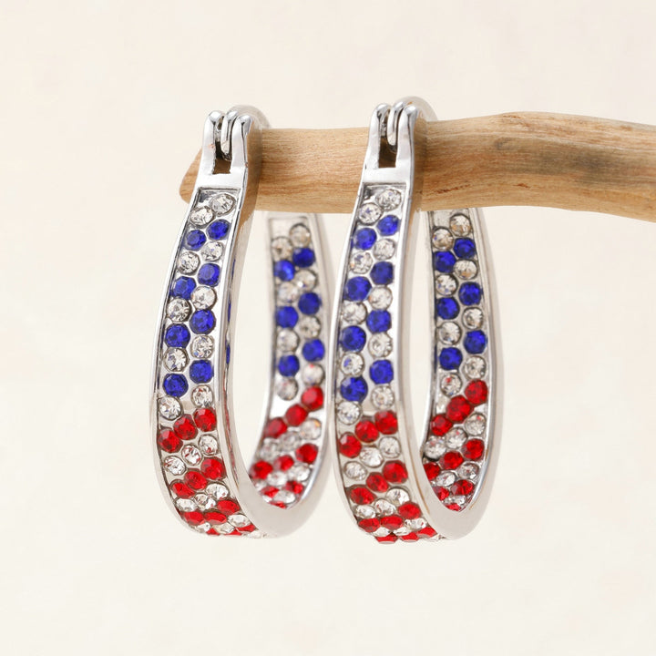 Women's Pavé Hoop Earrings with Crystal Decoration and Hinge Closure Kalsten
