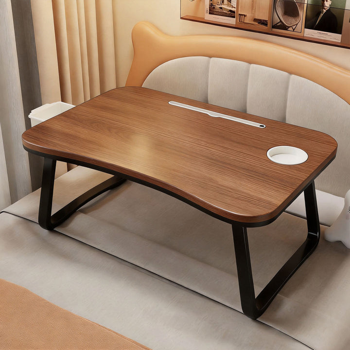 Foldable Portable Bed Laptop Table with Rounded MDF Top and Locking Folding Legs
