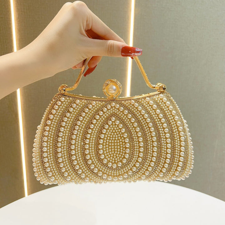 Luxurious Pearl-Decorated Evening Handbag