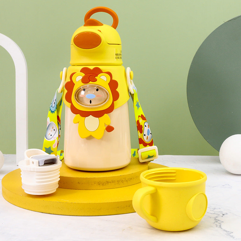 Women's water bottle with friendly animal design and carrying strap Kalsten