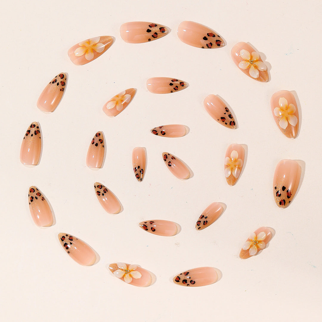 Decorative Leopard Print Stiletto Nail Extensions Kalsten