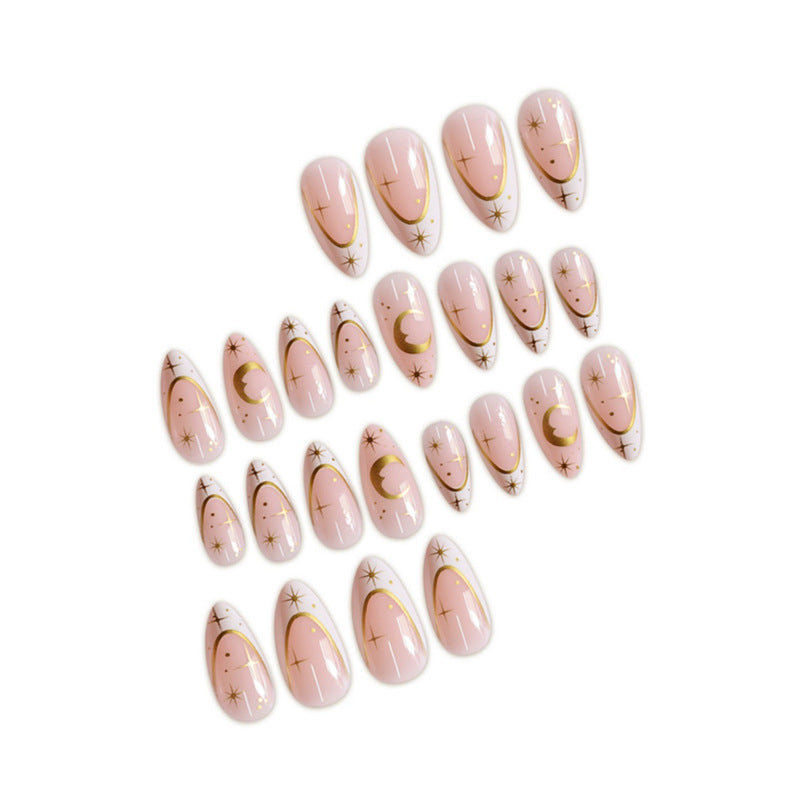 Artistic Stiletto Press-On Nail Design with Gold Accents Kalsten