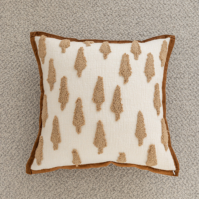 Woven Houndstooth Textured Square Throw Pillow Cover with Piped Edge and Concealed Zipper