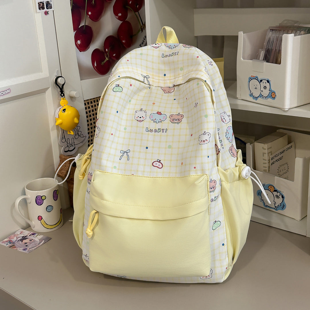 Cute Character Print Pink Backpack Kalsten