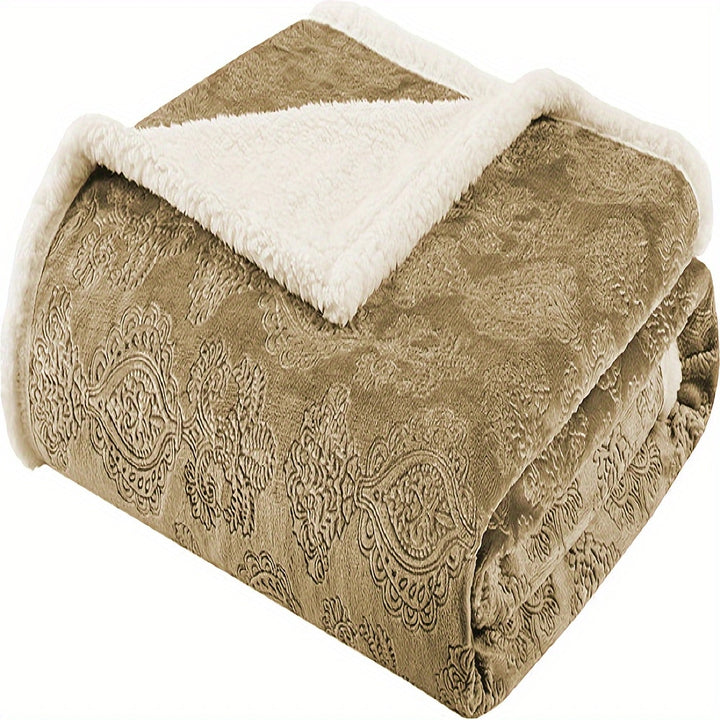 Plush Sherpa-Lined Throw Blanket