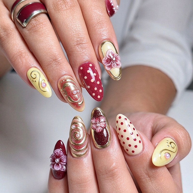 Reusable Floral Press-On Nails Set