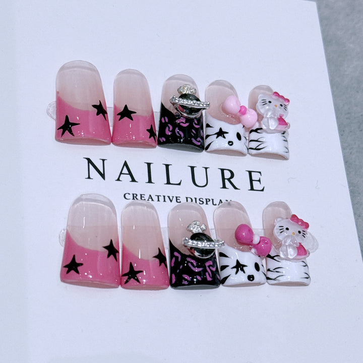 Decorative Character-Themed Press-On Nail Art Set