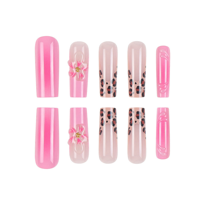 Artistic Stiletto Press-On Nail Set with Floral and Animal Prints Kalsten