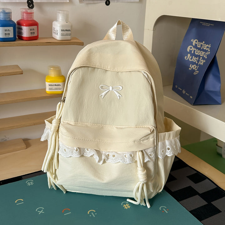 Stylish Embroidered Bow-Accent Backpack Kalsten
