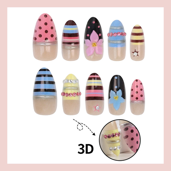 Artificial nail set with creative and playful motifs Kalsten