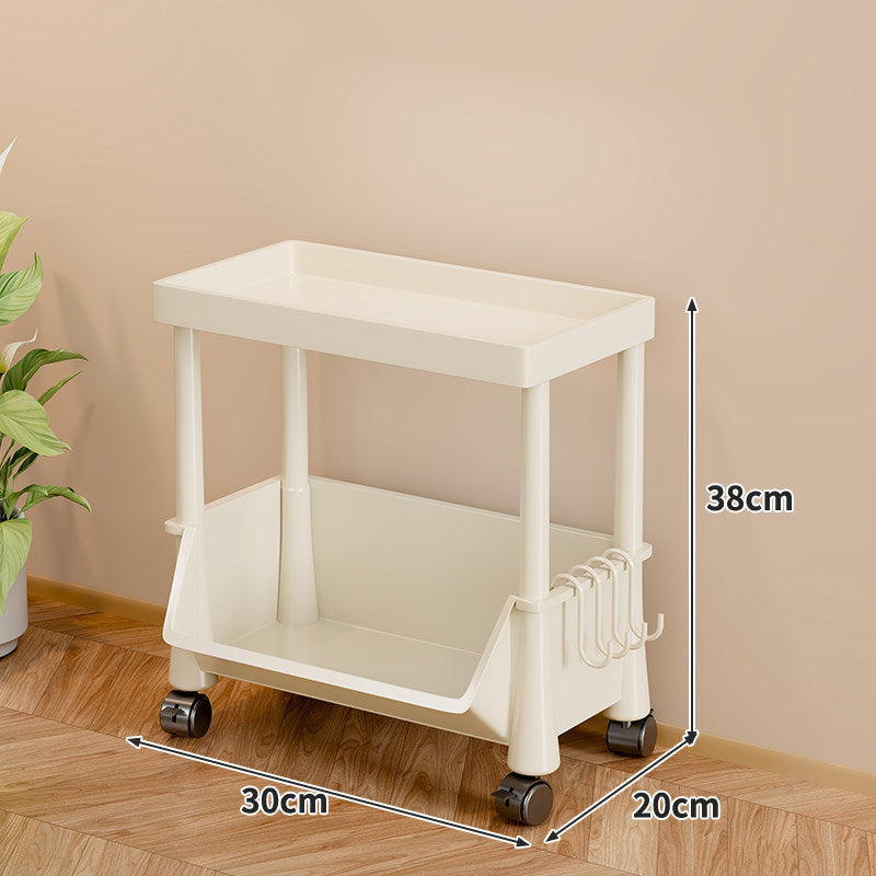 Slim Four-Tier Rolling Storage Cart with Stacking Open Bins