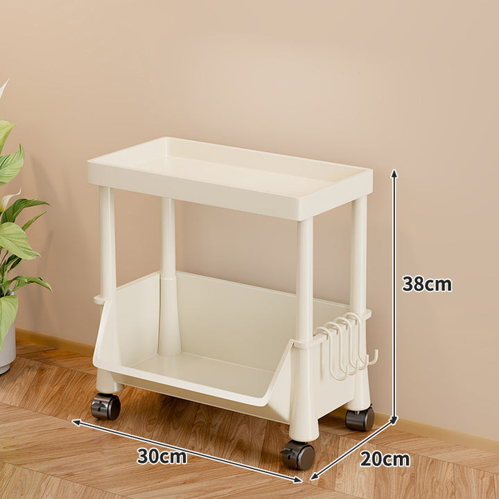 Slim Four-Tier Rolling Storage Cart with Stacking Open Bins