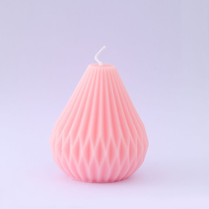 Sculptural Faceted Pear-Shaped Decorative Pillar Candle