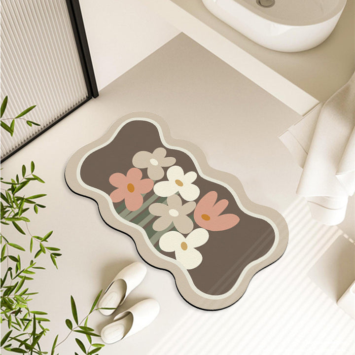 Floral Patterned Bath Mat Set