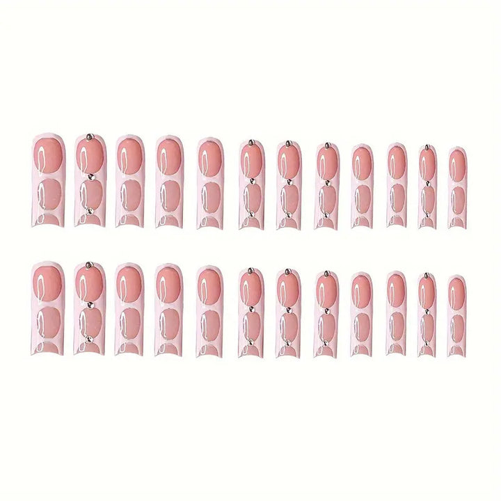 Stylish Press-On Nail Art Set with Rhinestone Accents Kalsten