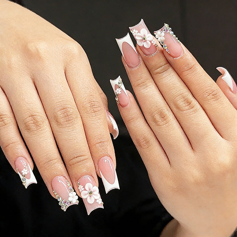 Floral Accent Long Gel Press-On Nails Kalsten