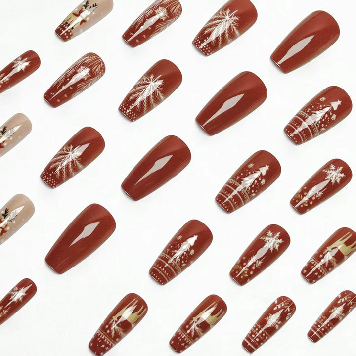 Artificial nails with festive reindeer and snowflake design Kalsten