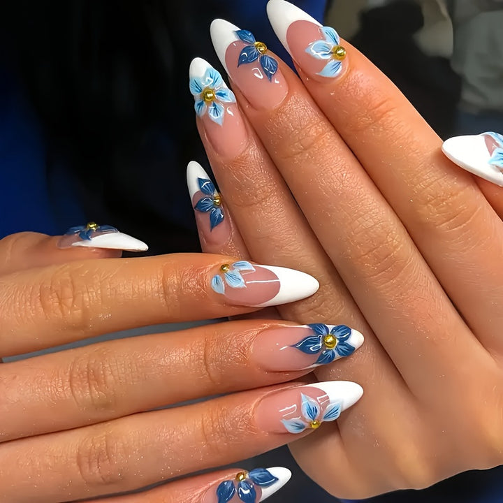 Decorative Floral Acrylic Nail Enhancements Kalsten