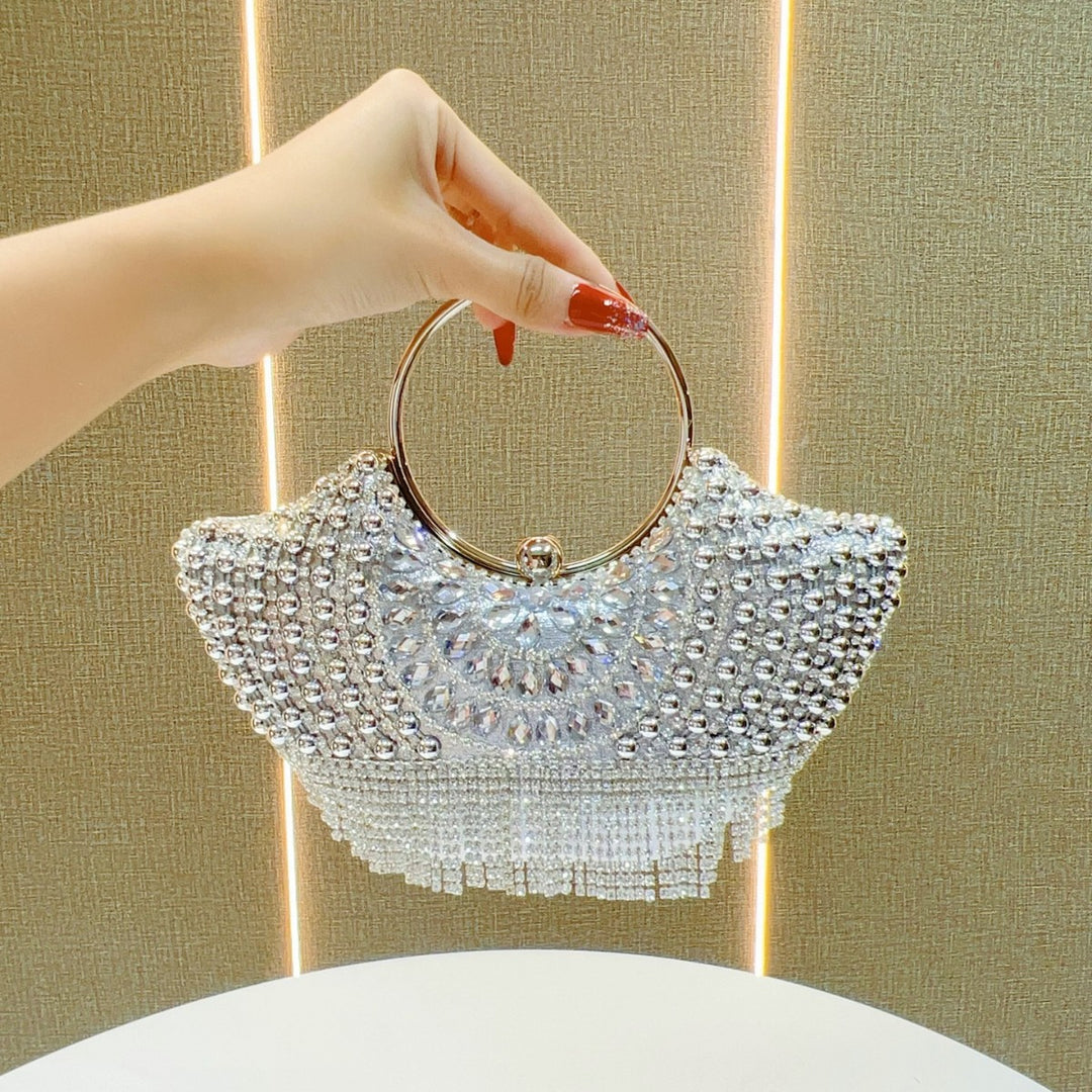 Decorative Rhinestone-Accented Evening Handbag