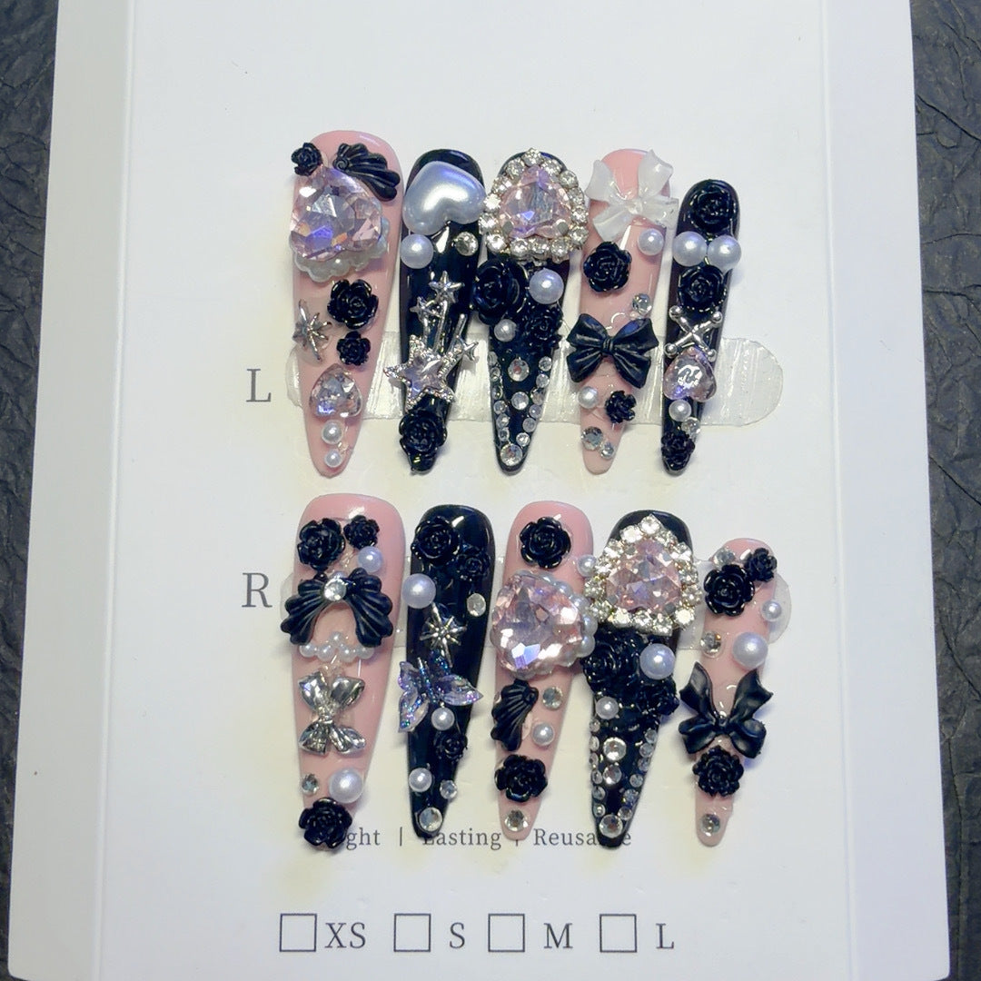 Luxurious 3D Decorative Press-On Nail Art Set